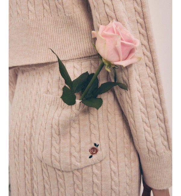 VIS「【DILIGENCE PARLOUR】VIS別注モデルローズ刺繍ポロケーブルニットスカート【セットアップ対応】」|スカート|ベージュサブ