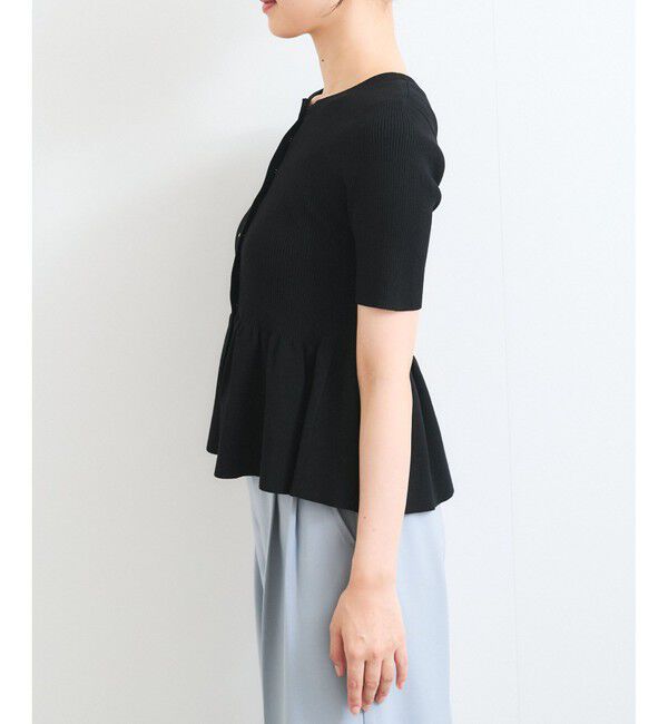 VIS「【アンチピリング】ペプラムハーフスリーブニットカーディガン」|カーディガン|