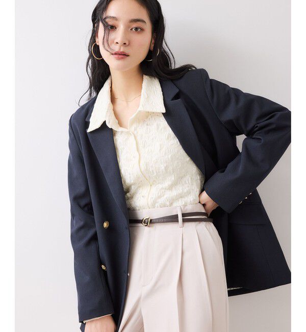 VIS「ストレッチレースジャガード衿付きカーディガン」|カーディガン|