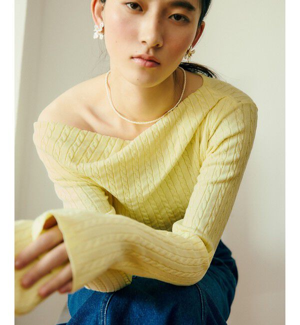 VIS「【POLO BCS】VIS別注ケーブルドレープトップス」|ニット・セーター|