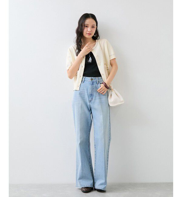 VIS「ハーフスリーブステッチカーディガン/イージーケア」|カーディガン|