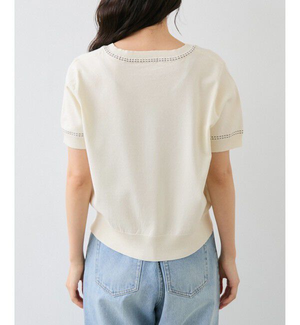 VIS「ハーフスリーブステッチカーディガン/イージーケア」|カーディガン|