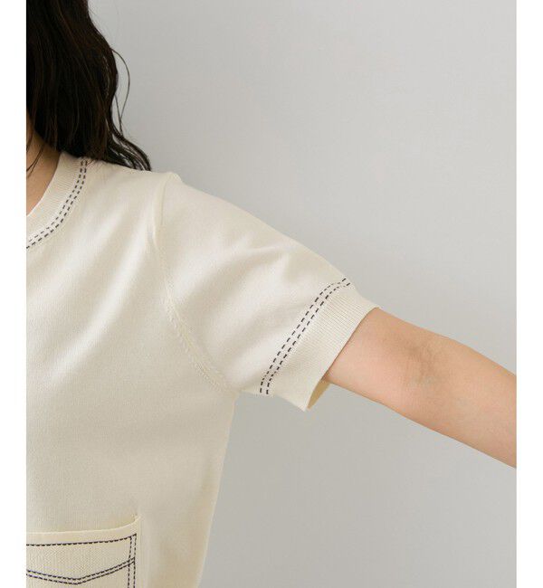 VIS「ハーフスリーブステッチカーディガン/イージーケア」|カーディガン|