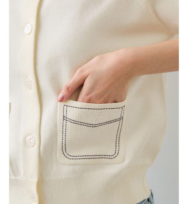 VIS「ハーフスリーブステッチカーディガン/イージーケア」|カーディガン|