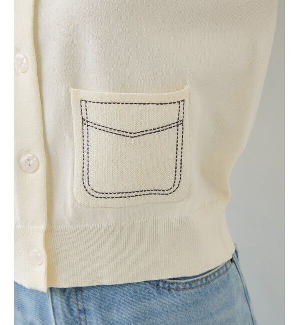 VIS「ハーフスリーブステッチカーディガン/イージーケア」|カーディガン|