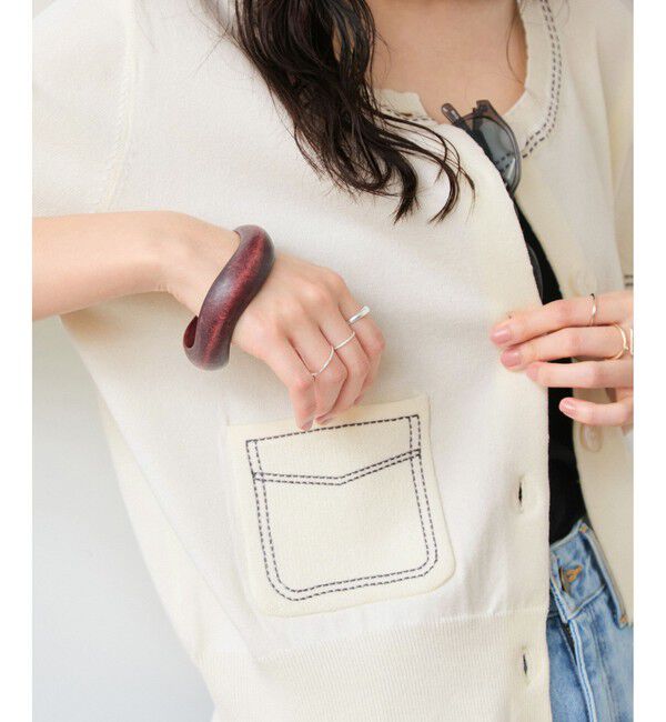 VIS「ハーフスリーブステッチカーディガン/イージーケア」|カーディガン|