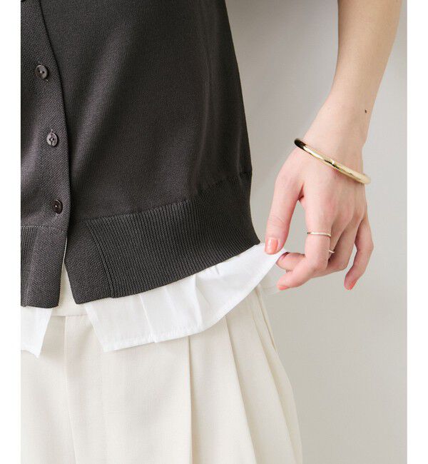 VIS「フリルネックハーフスリーブニットカーディガン」|カーディガン|