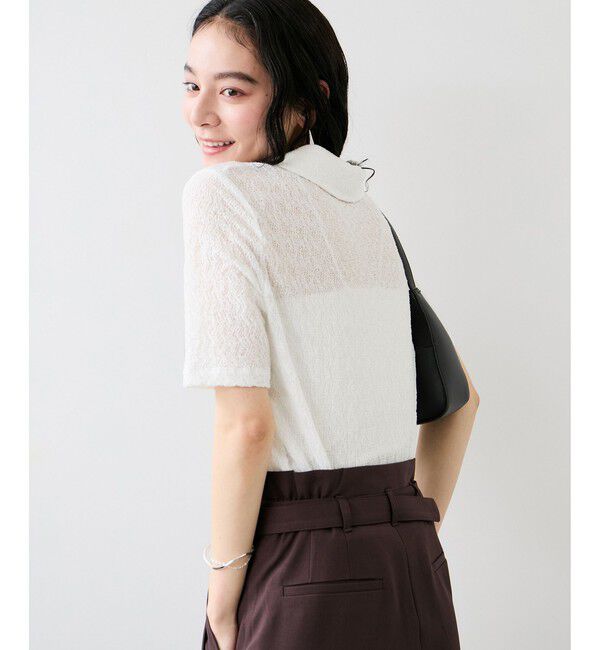 VIS「レース衿付きカーディガン」|カーディガン|