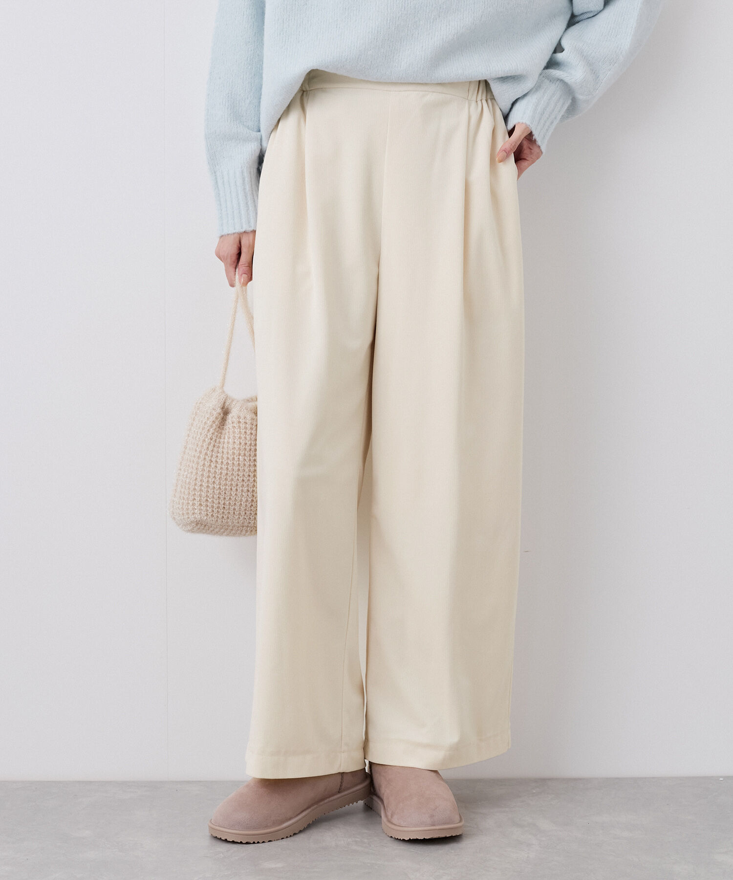 Rope&rsquo;Picnic「ベロアコーデュロイイージーワイドパンツ」|その他|オフホワイト(15)