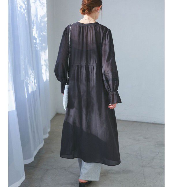 Rope&rsquo;Picnic「【接触冷感・通気性】お着軽シャツシリーズ/綿ボイルガウンワンピース」|ワンピース|