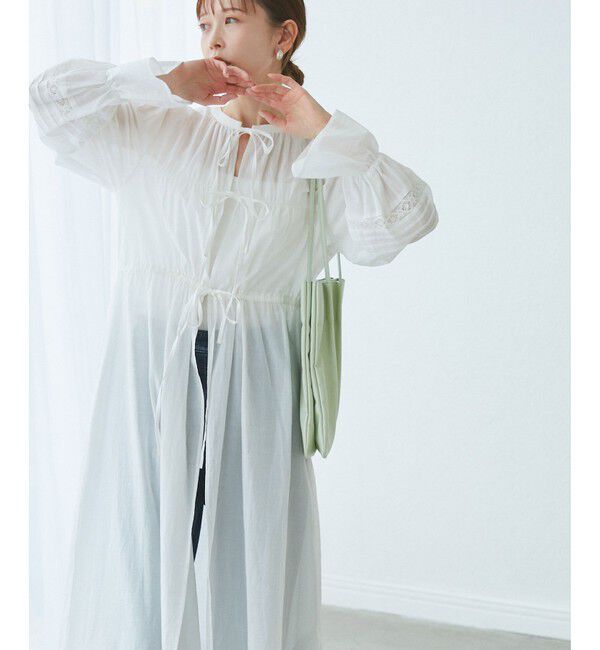 Rope&rsquo;Picnic「【接触冷感・通気性】お着軽シャツシリーズ/綿ボイルガウンワンピース」|ワンピース|