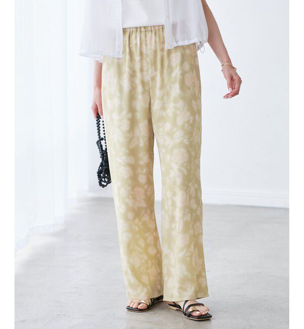 Rope&rsquo;Picnic「フローラルプリントイージーパンツ」|チノ|ベージュ系(28)