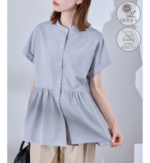 Rope&rsquo;Picnic「フレンチペプラムシャツ/UVカット・防シワ」|シャツ・ブラウス|ブルー(44)