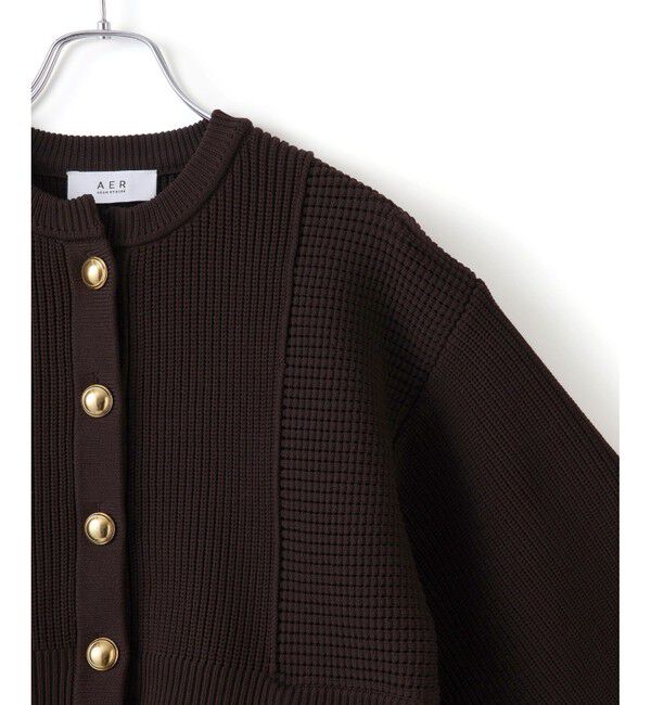 ADAM ET ROPE'「【WEB限定】ペプラムコンビニットカーディガン」|カーディガン|