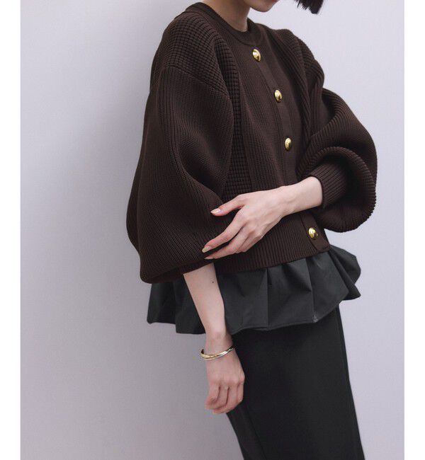 ADAM ET ROPE'「【WEB限定】ペプラムコンビニットカーディガン」|カーディガン|