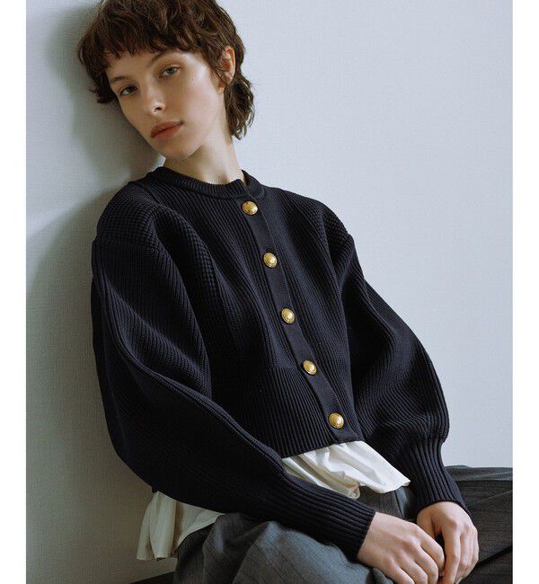 ADAM ET ROPE'「【WEB限定】ペプラムコンビニットカーディガン」|カーディガン|