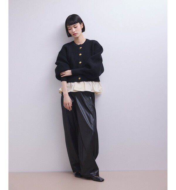 ADAM ET ROPE'「【WEB限定】ペプラムコンビニットカーディガン」|カーディガン|