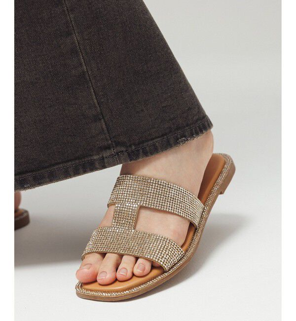 ADAM ET ROPE'「Iストラップラインストーンサンダル」|サンダル|ベージュ(27)