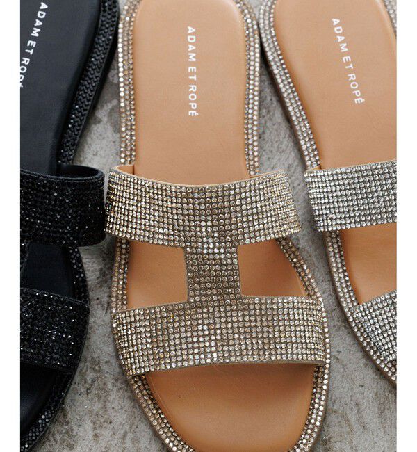 ADAM ET ROPE'「Iストラップラインストーンサンダル」|サンダル|