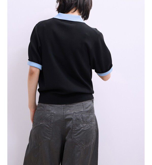 ADAM ET ROPE'「【WEB限定】ハーフスリーブバイカラーポロニット」|ポロシャツ|