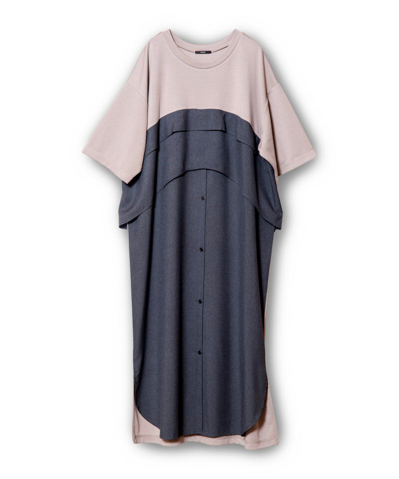  「シャツ切替ワンピース」|ワンピース|
