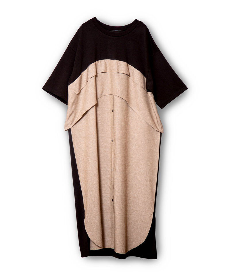  「シャツ切替ワンピース」|ワンピース|