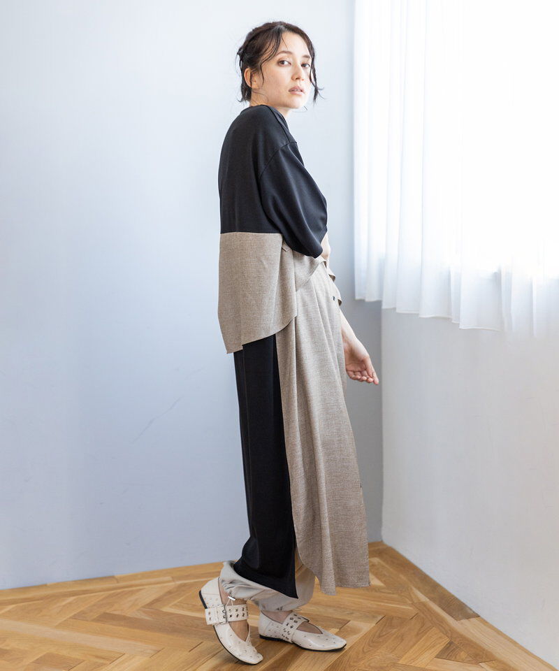  「シャツ切替ワンピース」|ワンピース|