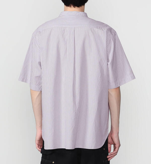 DANTON「DANTON | コットンリネン バンドカラー半袖シャツ STRIPE MEN」|シャツ・ブラウス|