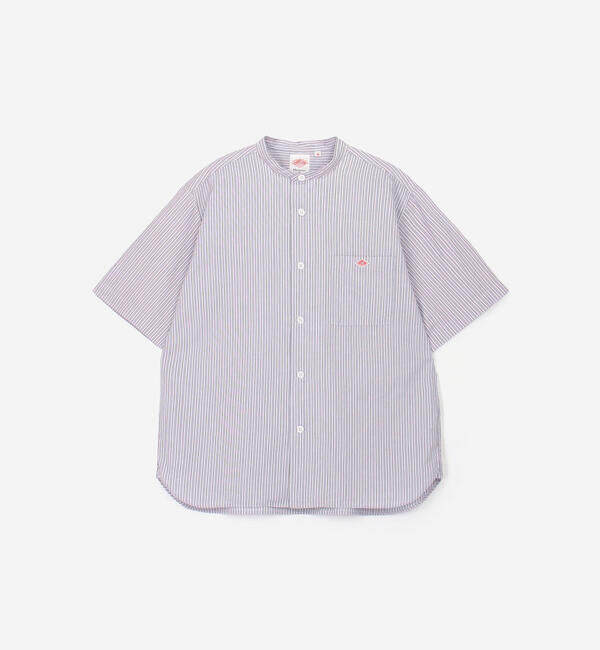 DANTON「DANTON | コットンリネン バンドカラー半袖シャツ STRIPE MEN」|シャツ・ブラウス|