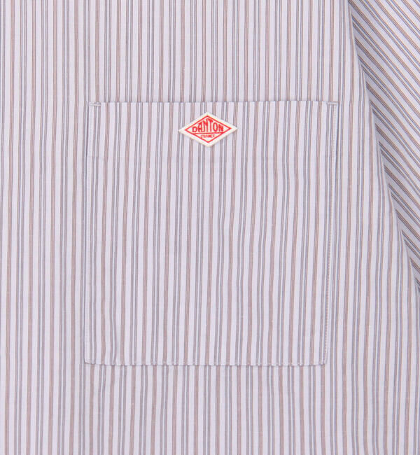 DANTON「DANTON | コットンリネン バンドカラー半袖シャツ STRIPE MEN」|シャツ・ブラウス|