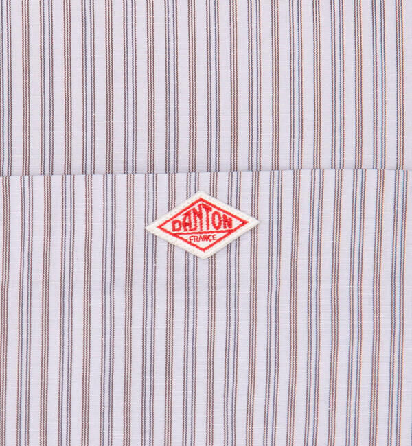 DANTON「DANTON | コットンリネン バンドカラー半袖シャツ STRIPE MEN」|シャツ・ブラウス|