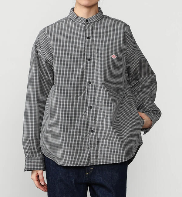 DANTON「DANTON | タイプライター 中綿シャツジャケット CHECK WOMEN」|ダウン|BLACK系1