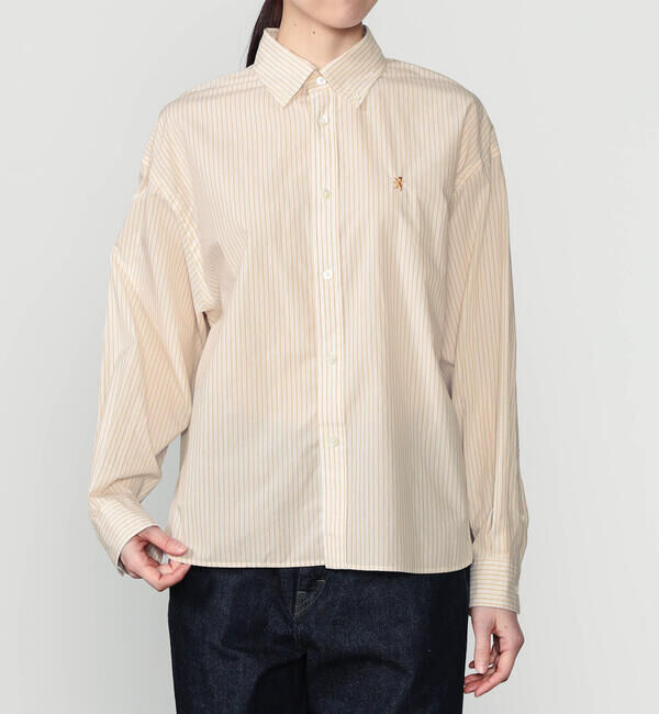 GYMPHLEX「Gymphlex | コットンストライプ ボタンダウン長袖シャツ WOMEN」|シャツ・ブラウス|