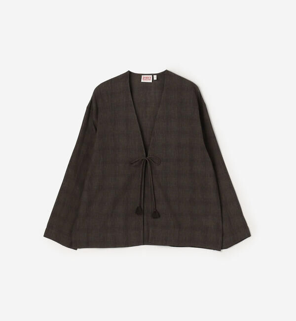  「INDIA INDUSTRY | ファインラインチェック カーディガンシャツ WOMEN」|シャツ・ブラウス|GREY系1