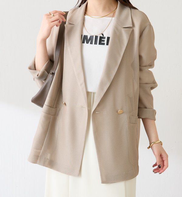  「【夏にも着られる/2サイズ展開】メッシュダブルジャケット」|テーラードジャケット|