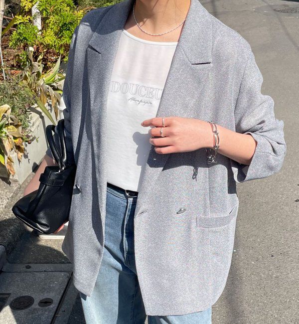  「【夏にも着られる/2サイズ展開】メッシュダブルジャケット」|テーラードジャケット|