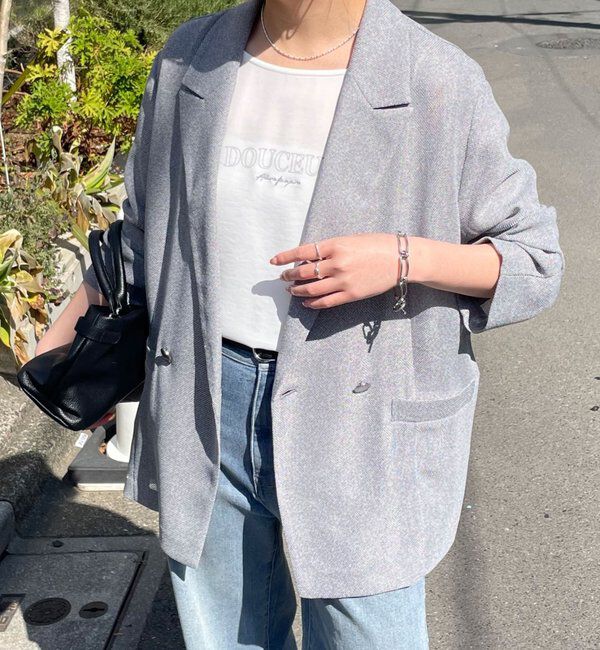  「【夏にも着られる/2サイズ展開】メッシュダブルジャケット」|テーラードジャケット|