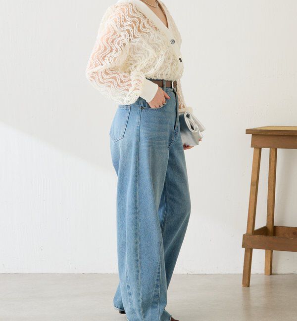  「《1枚で着映える》ギャザー切替シアーシャツカーディガン」|カーディガン|