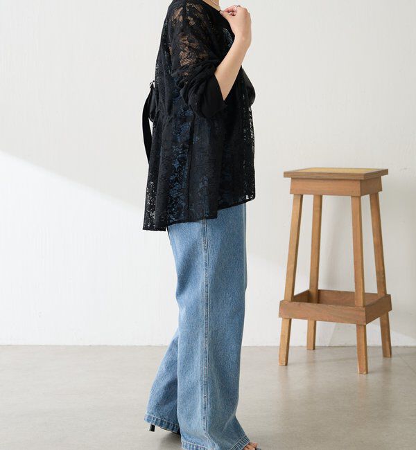  「《1枚で着映える》ギャザー切替シアーシャツカーディガン」|カーディガン|