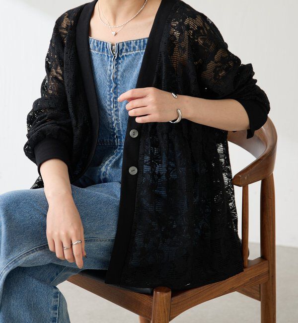  「《1枚で着映える》ギャザー切替シアーシャツカーディガン」|カーディガン|