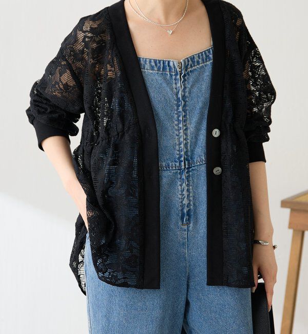  「《1枚で着映える》ギャザー切替シアーシャツカーディガン」|カーディガン|