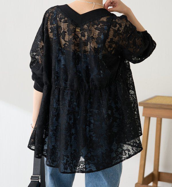  「《1枚で着映える》ギャザー切替シアーシャツカーディガン」|カーディガン|