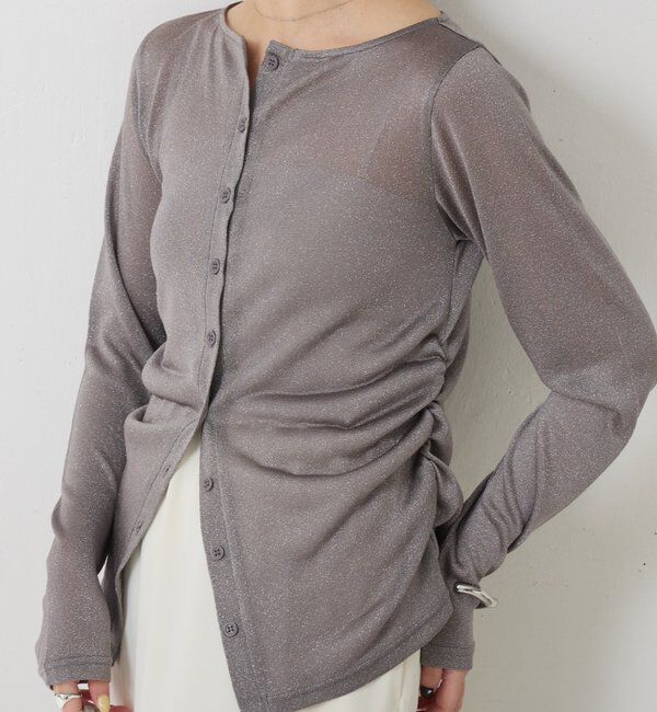  「サイドギャザーカーディガン」|カーディガン|グレー