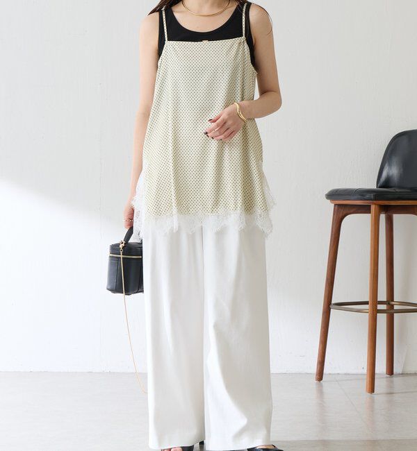  「レース付ドットキャミソール」|キャミソール|