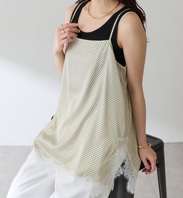  「レース付ドットキャミソール」|キャミソール|