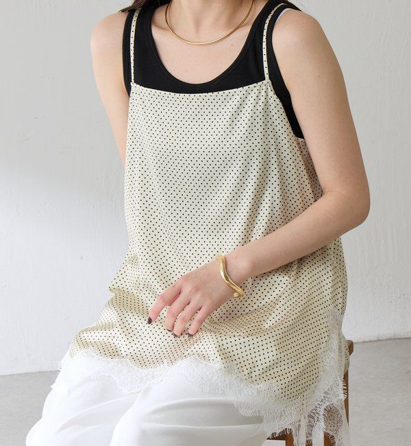  「レース付ドットキャミソール」|キャミソール|