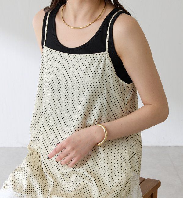  「レース付ドットキャミソール」|キャミソール|