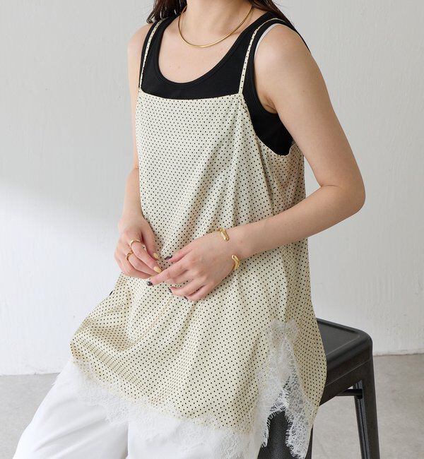  「レース付ドットキャミソール」|キャミソール|