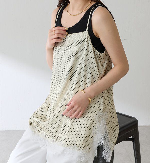  「レース付ドットキャミソール」|キャミソール|