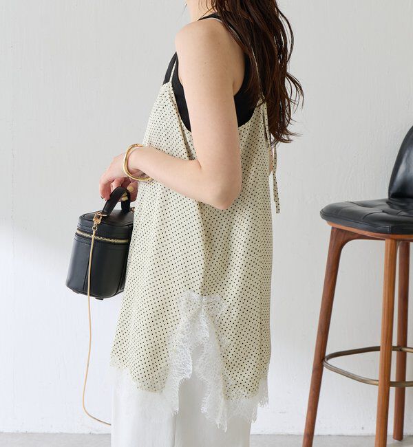  「レース付ドットキャミソール」|キャミソール|